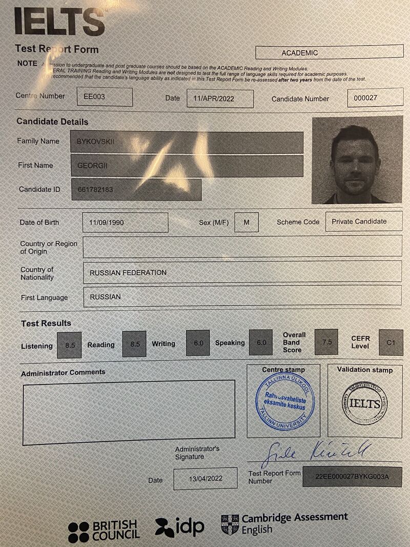 IELTS Certificate France