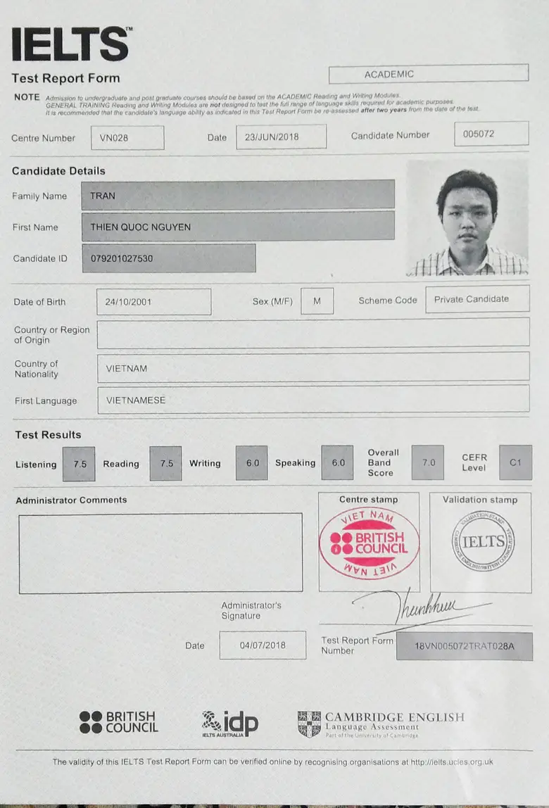 IELTS certificate Nepal